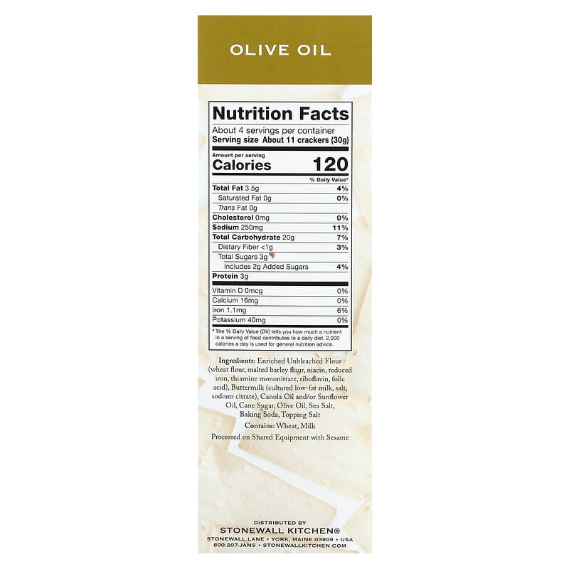 Stonewall Kitchen, Down East Crackers, Artisan Oil &amp; Sea Salt, 4.4 oz (125 g)