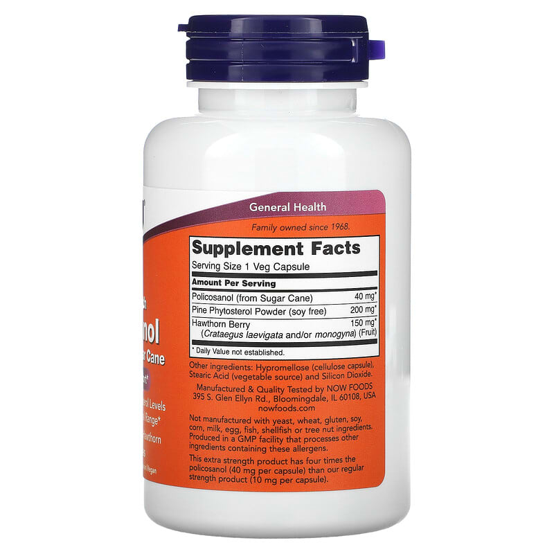 NOW Foods, Policosanol, 40 mg, 90 Veg Capsules