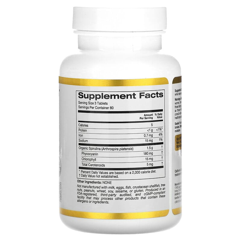California Gold Nutrition, Organic Spirulina, 240 Tablets (500 mg per Tablet)