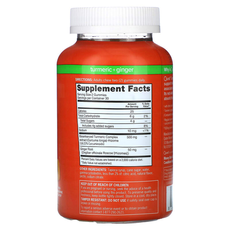 Qunol, Turmeric + Ginger, Rich Tangerine, 90 Gummies (275 mg per Gummy)