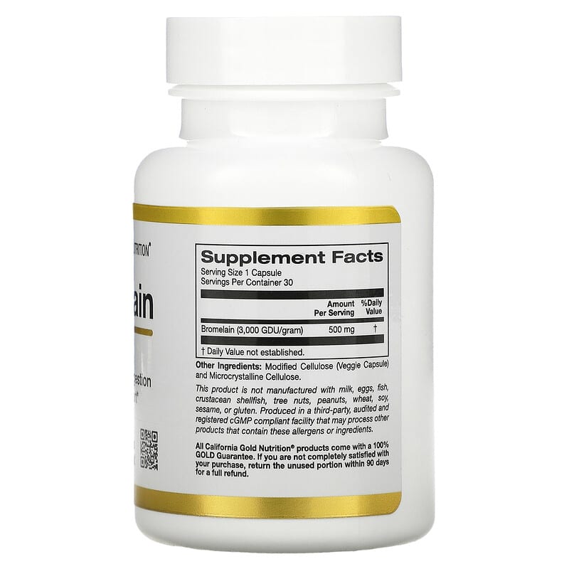 California Gold Nutrition, Bromelain, 625 mg, 30 Veggie Capsules
