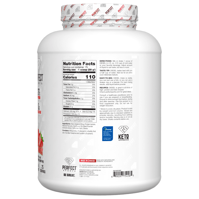 PERFECT Sports, Diesel®, New Zealand Whey Isolate, Strawberry, 5 lb (2.27 kg)