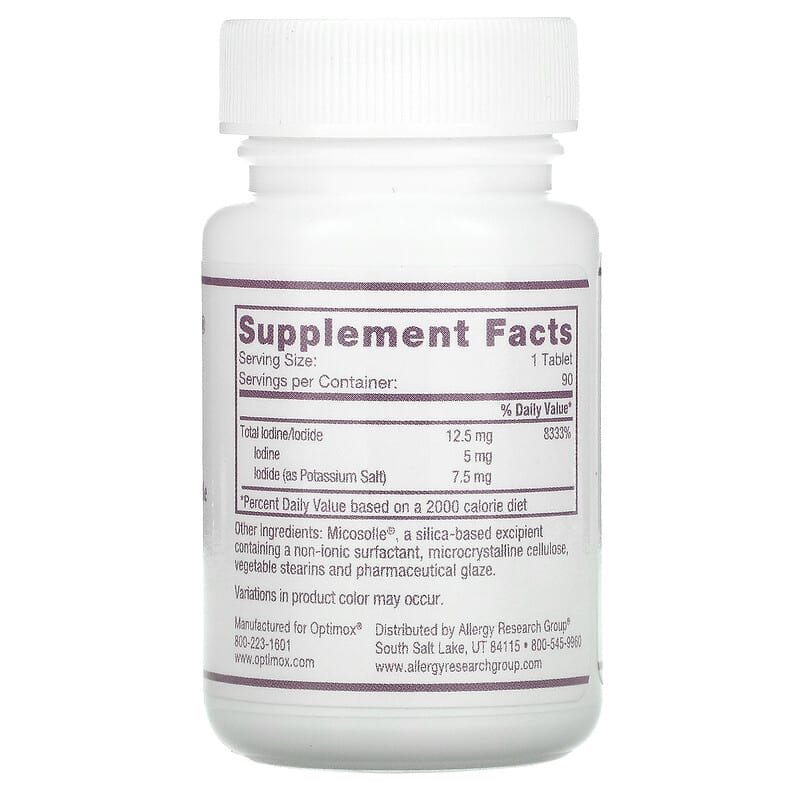 Optimox, Iodoral® IOD 12.5, High Potency Iodine, 90 Scored Tablets
