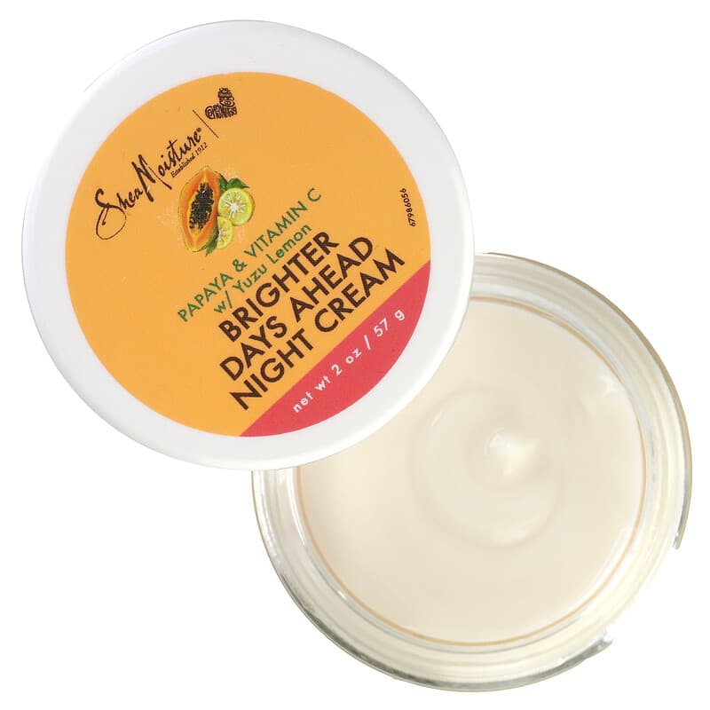 SheaMoisture, Brighter Days Ahead Night Cream, Papaya &amp; Vitamin C w/ Yuzu Lemon, 2 oz (57 g)