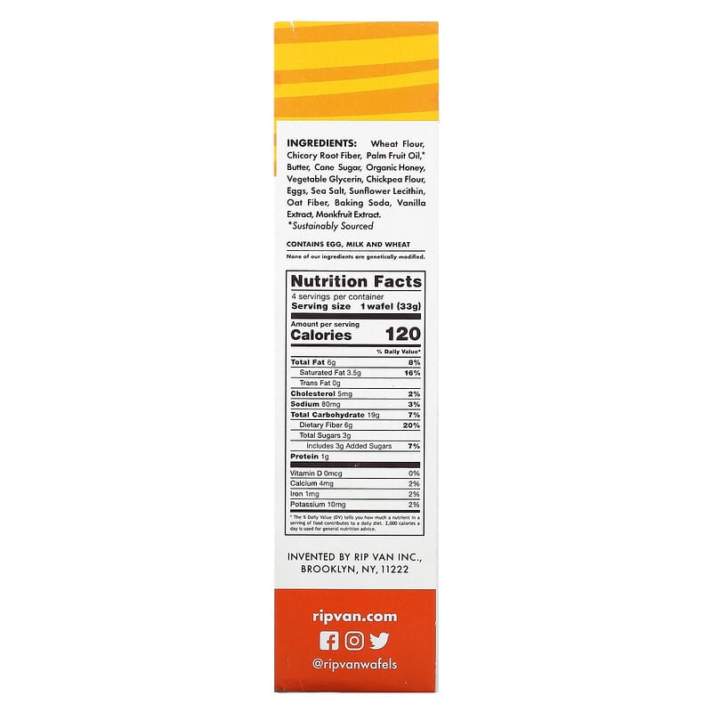 Rip Van Wafels, Honey &amp; Oat, 4 Pack, 1.16 oz (33 g) Each