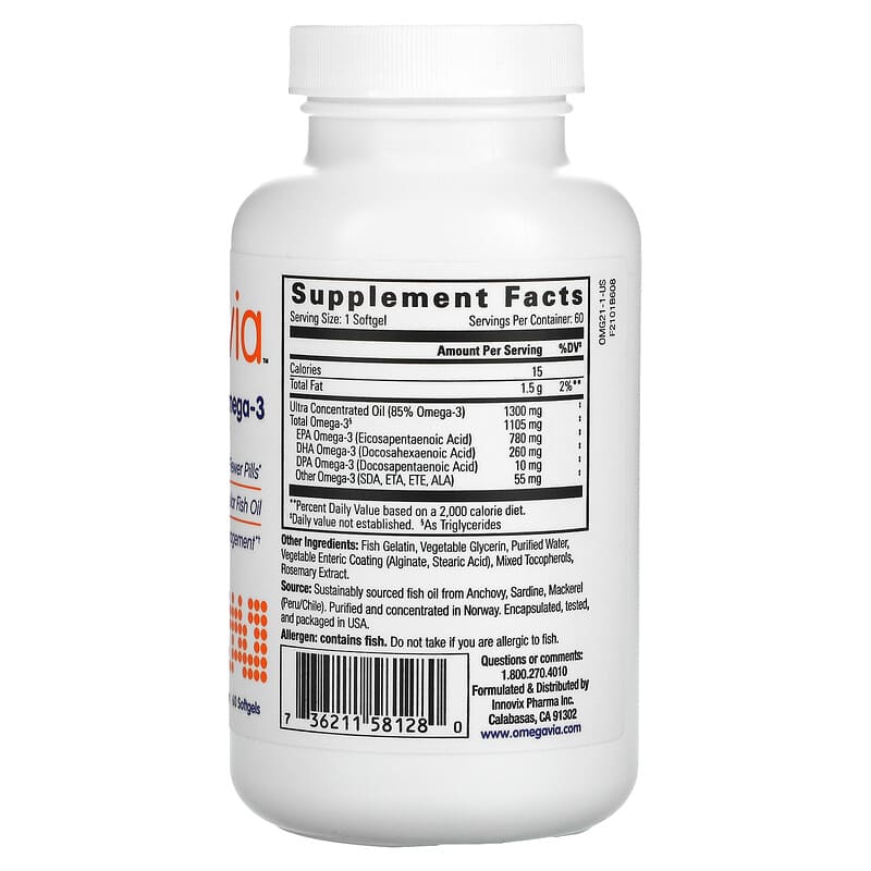 OmegaVia, Ultra Concentrated Omega-3, 1,135 mg, 60 Softgels
