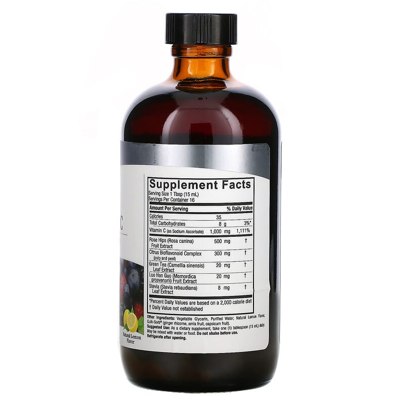 Nature's Answer, Liquid Vitamin C-1000 with Rose Hips &amp; Citrus Bioflavonoids, Natural Lemon, 8 fl oz (240 ml)