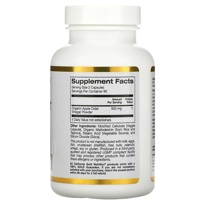 California Gold Nutrition, Apple Cider Vinegar, 180 Veggie Capsules (450 mg per Capsule)