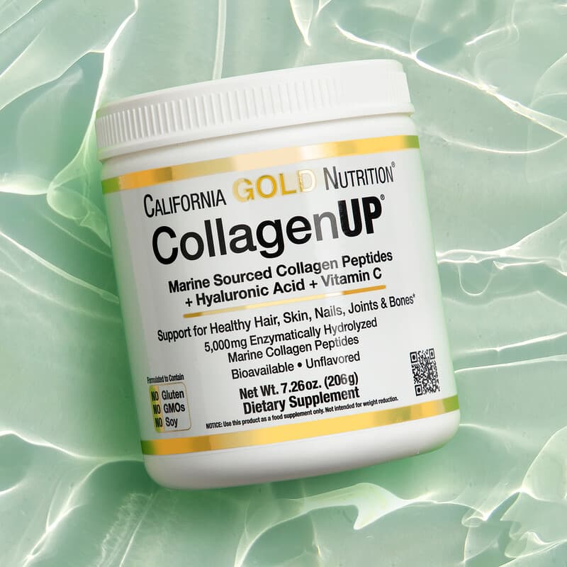 California Gold Nutrition, CollagenUP®, Hydrolyzed Marine Collagen Peptides with Hyaluronic Acid and Vitamin C, Unflavored, 7.26 oz (206 g)