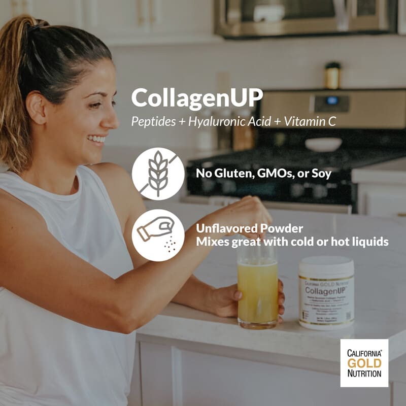 California Gold Nutrition, CollagenUP®, Hydrolyzed Marine Collagen Peptides with Hyaluronic Acid and Vitamin C, Unflavored, 7.26 oz (206 g)