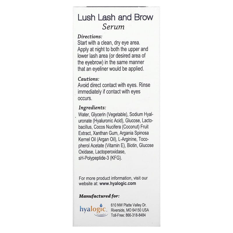 Hyalogic, Lush Lash and Brow Serum, 0.17 fl oz (5 ml)