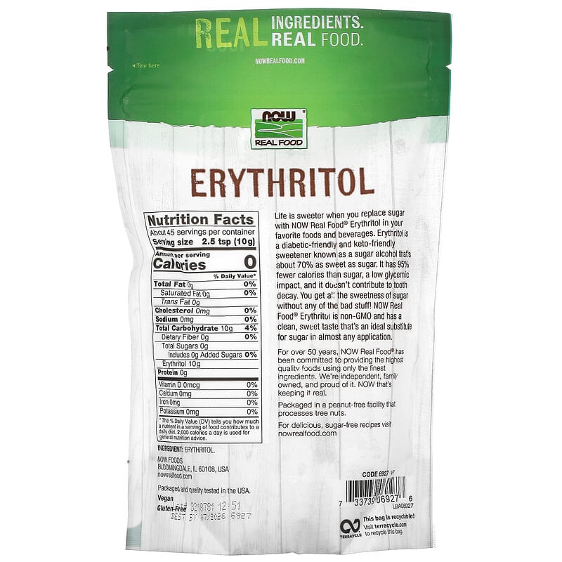 NOW Foods, Real Food, Erythritol, 1 lb (454 g)