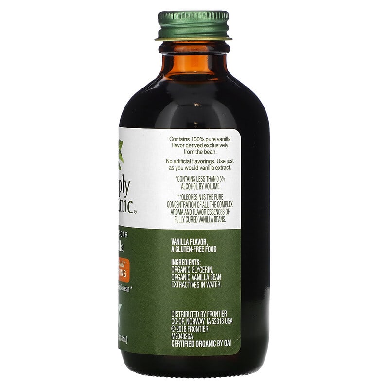 Simply Organic, Pure Madagascar Vanilla, Non-Alcoholic Flavoring, 4 fl oz (118 ml)