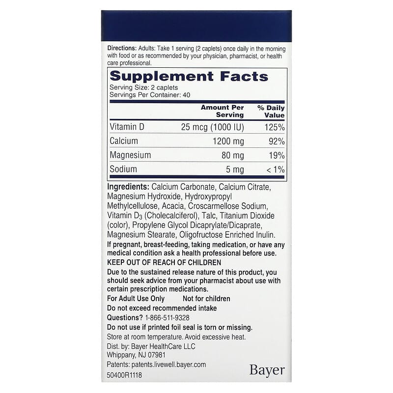 Citracal, Calcium Supplement + D3, Slow Release 1200 , 80 Coated Tablets