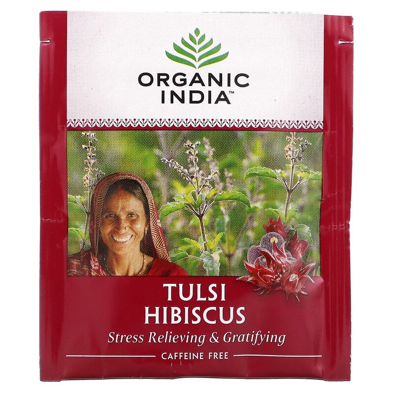 Organic India, Tulsi Hibiscus Tea, Caffeine-Free, 18 Infusion Bags, 1.27 oz (36 g)