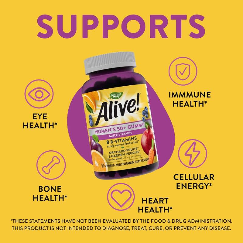 Nature's Way, Alive!® Women's 50+ Multivitamin Gummy, Mixed Berry, 60 Gummies