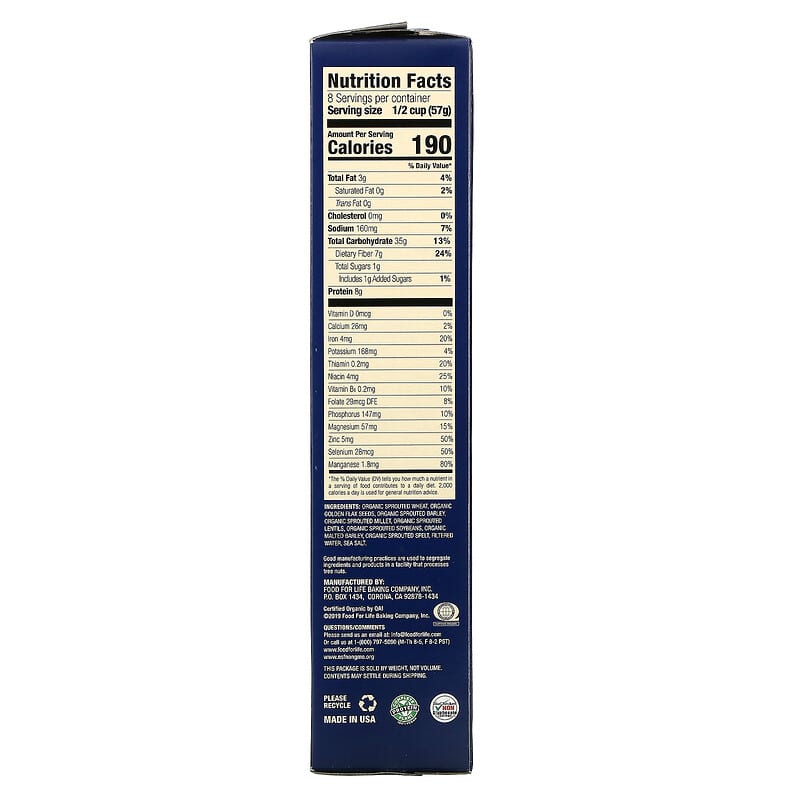 Food For Life, Ezekiel 4:9® Sprouted Crunchy Cereal, Golden Flax, 16 oz (454 g)