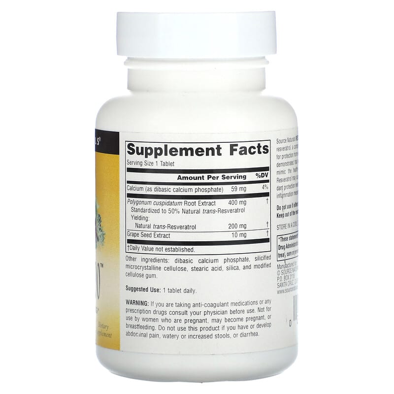 Source Naturals, Resveratrol 200, 200 mg, 60 Tablets