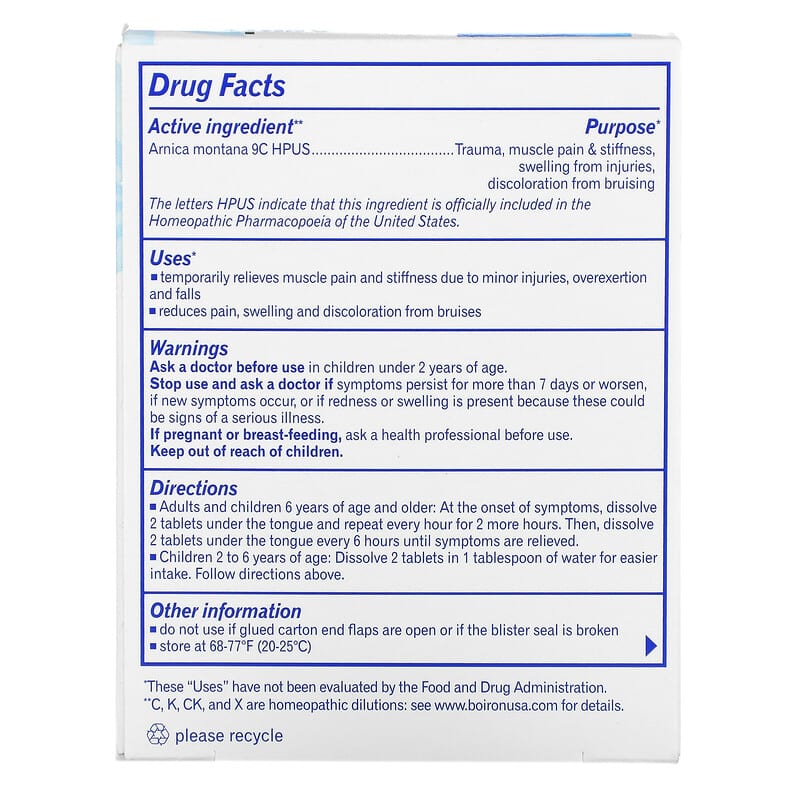 Boiron, Arnicare, Arnica Montana Meltaway Tablets, Unflavored, 60 Meltaway Tablets