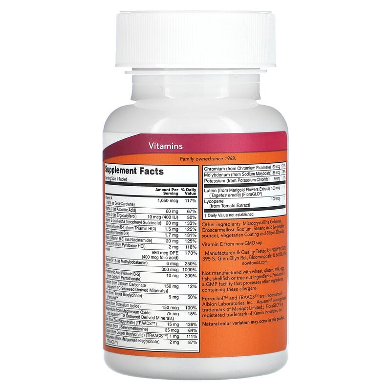 NOW Foods, Daily Vits, Multi Vitamin &amp; Mineral, 100 Tablets