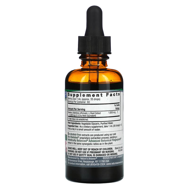 Nature's Answer, Valerian Root Fluid Extract, Alcohol-Free, 1,000 mg, 2 fl oz (60 ml)