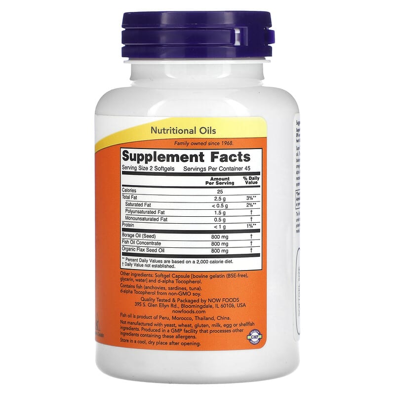 NOW Foods, Super Omega 3-6-9 Fish Oil, 90 Softgels