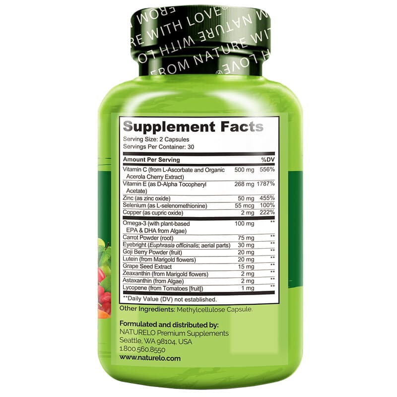 NATURELO, Eye Health, 60 Vegetarian Capsules