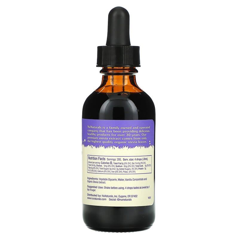 NuNaturals, Stevia, Alcohol Free, Vanilla, 2 fl oz (59 ml)