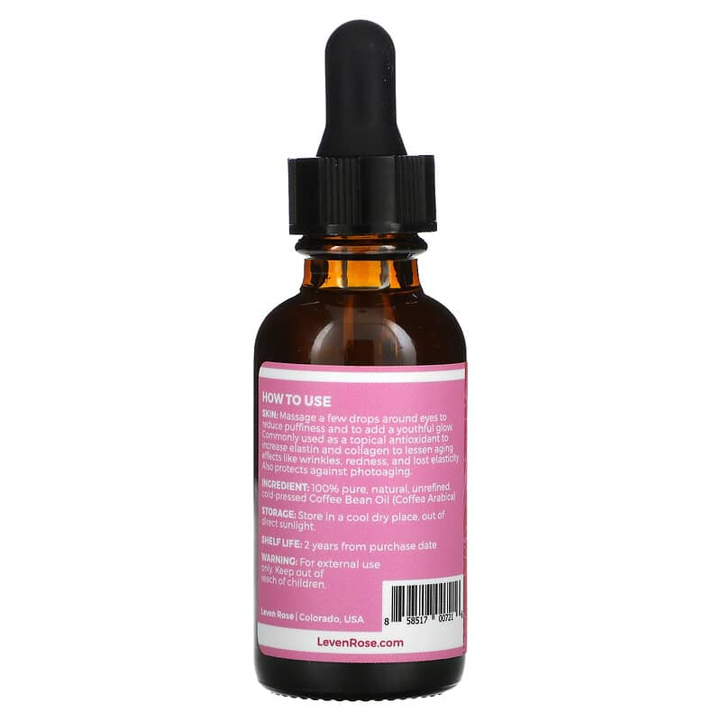 Leven Rose, 100% Pure &amp; Natural, Coffee Bean Oil, 1 fl oz (30 ml)