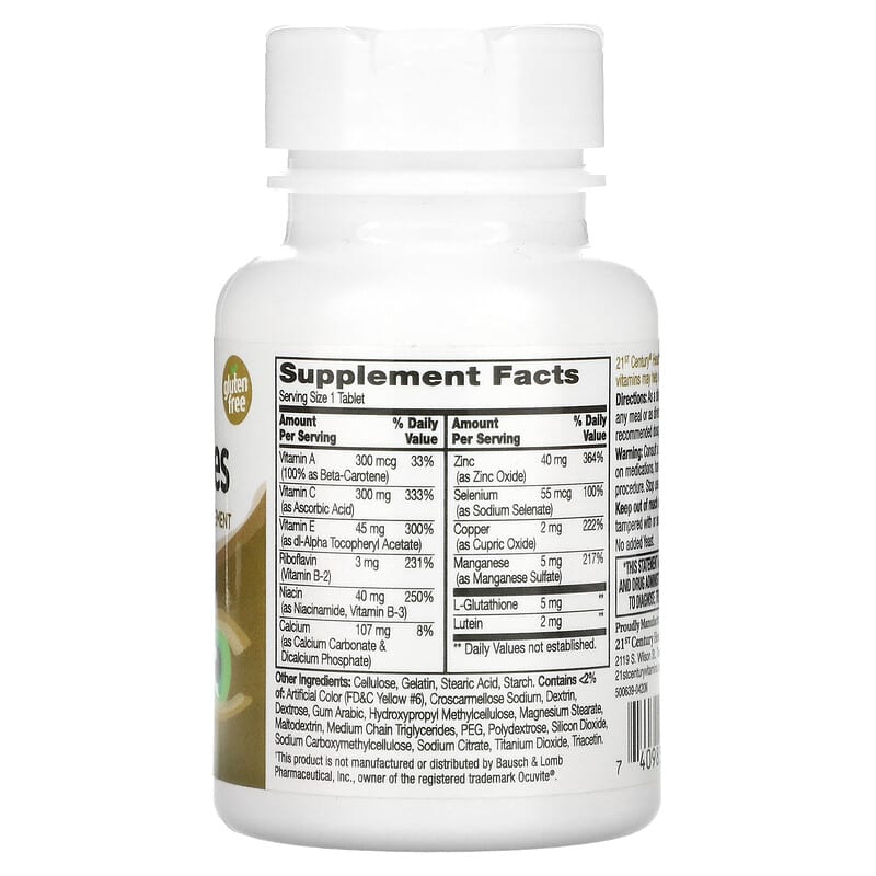 21st Century, Healthy Eyes, Extra With Lutein, Zinc &amp; Vitamin B, 36 Tablets