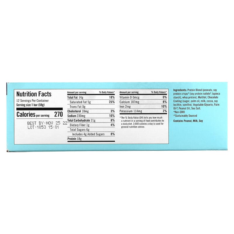 JiMMY!, Bars with Benefits, Protein Bar, Chocolate Peanut Butter, 12 Bars, 2.05 oz (58 g) Each