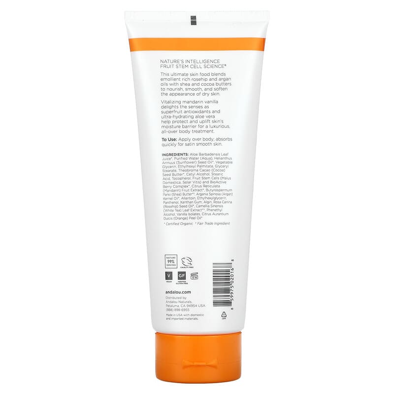 Andalou Naturals, Body Lotion, Mandarin Vanilla, 8 fl oz (236 ml)