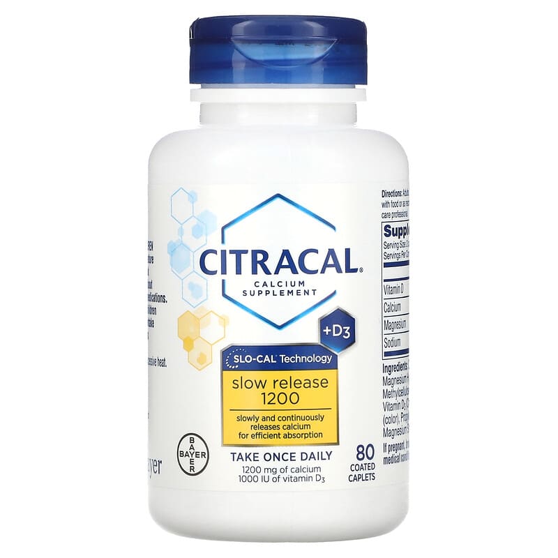 Citracal, Calcium Supplement + D3, Slow Release 1200 , 80 Coated Tablets