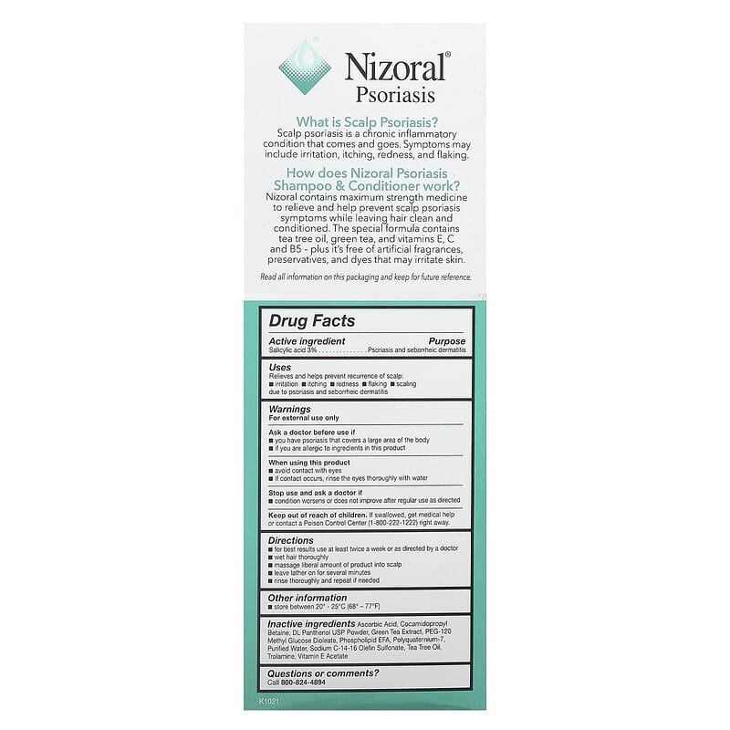 Nizoral, Scalp Psoriasis Shampoo &amp; Conditioner, With Tea Tree Oil, 11 fl oz (325 ml)
