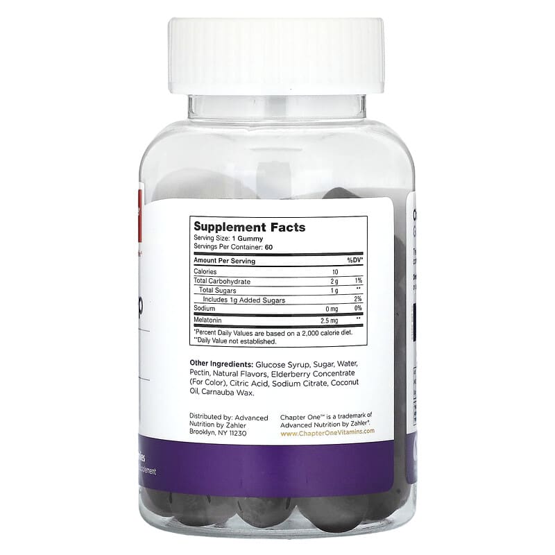 Chapter One, Sleep-Regulating Melatonin, Flavored, 60 Gummies (2.5 mg Per Gummy)