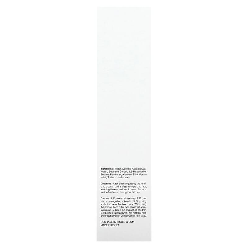 CosRx, Centella Water Toner, Alcohol-Free , 5.07 fl oz (150 ml)