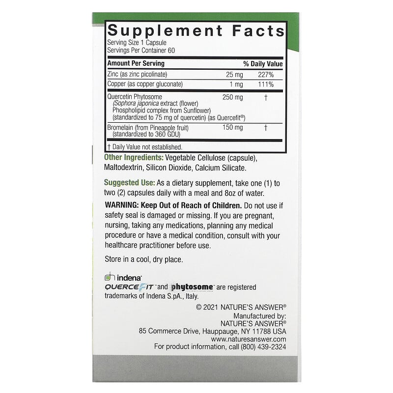 Nature's Answer, Quercetin Blend, 60 Vegetarian Capsules