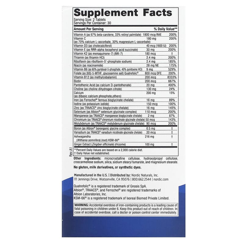 Nordic Naturals, Women's Multivitamin, 60 Tablets
