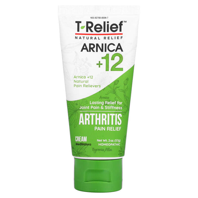 MediNatura, T-Relief, Arnica +12, Arthritis Pain Relief Cream, 3 oz (85 g)