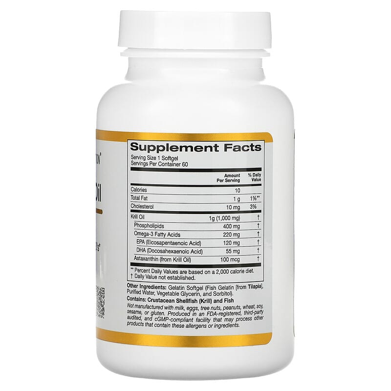 California Gold Nutrition, Premium Krill Oil with Superba2, 1,000 mg, 60 Softgels