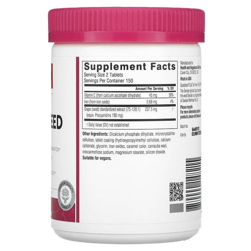 Swisse, Grape Seed, 300 Tablets