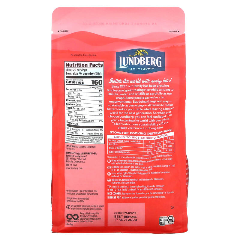 Lundberg, California White Basmati Gourmet Rice, 32 oz (907 g)