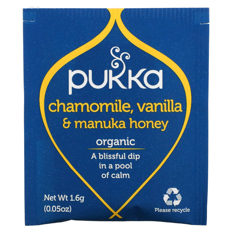 Pukka Herbs, Organic Herbal Tea, Chamomile, Vanilla &amp; Manuka Honey, Caffeine Free, 20  Sachets, 1.12 oz (32 g)