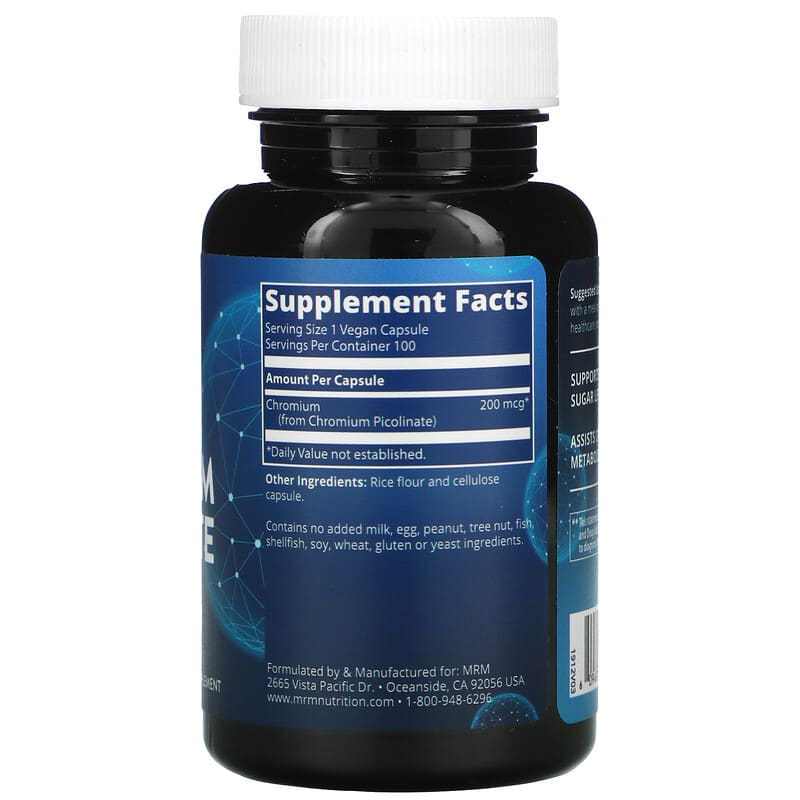 MRM Nutrition, Chromium Picolinate, 100 Vegan Capsules (200 mcg per Capsule)