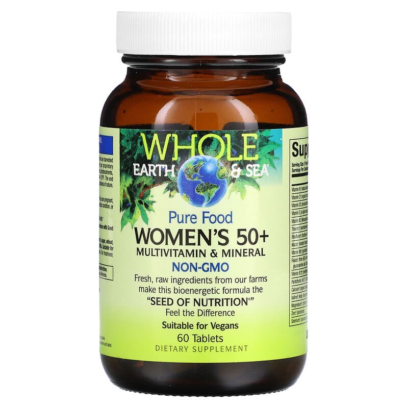 Natural Factors, Whole Earth &amp; Sea, Women's 50+ Multivitamin &amp; Mineral, 60 Tablets