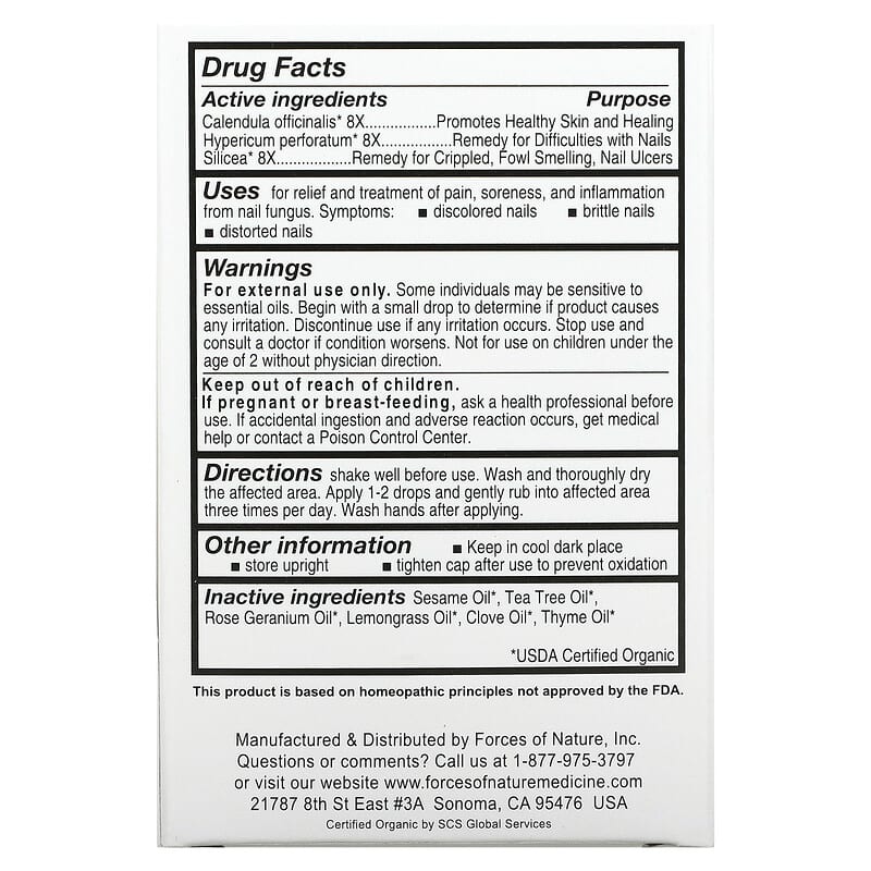 Forces of Nature, Nail Fungus, Organic Plant Medicine, 0.37 fl oz (11 ml)