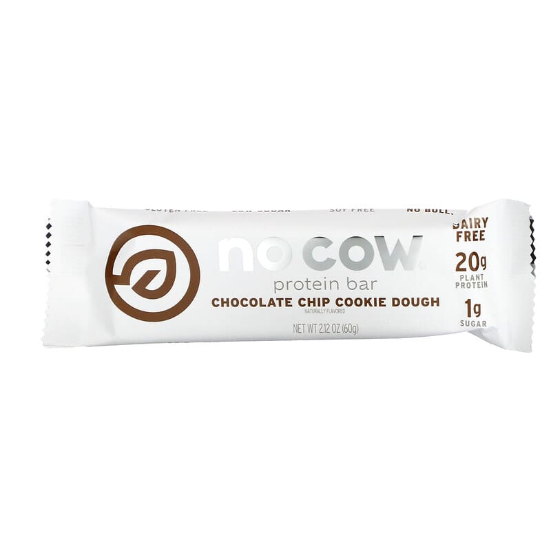 No Cow, Protein Bar, Chocolate Chip Cookie Dough, 12 Bars, 2.12 oz (60 g) Each