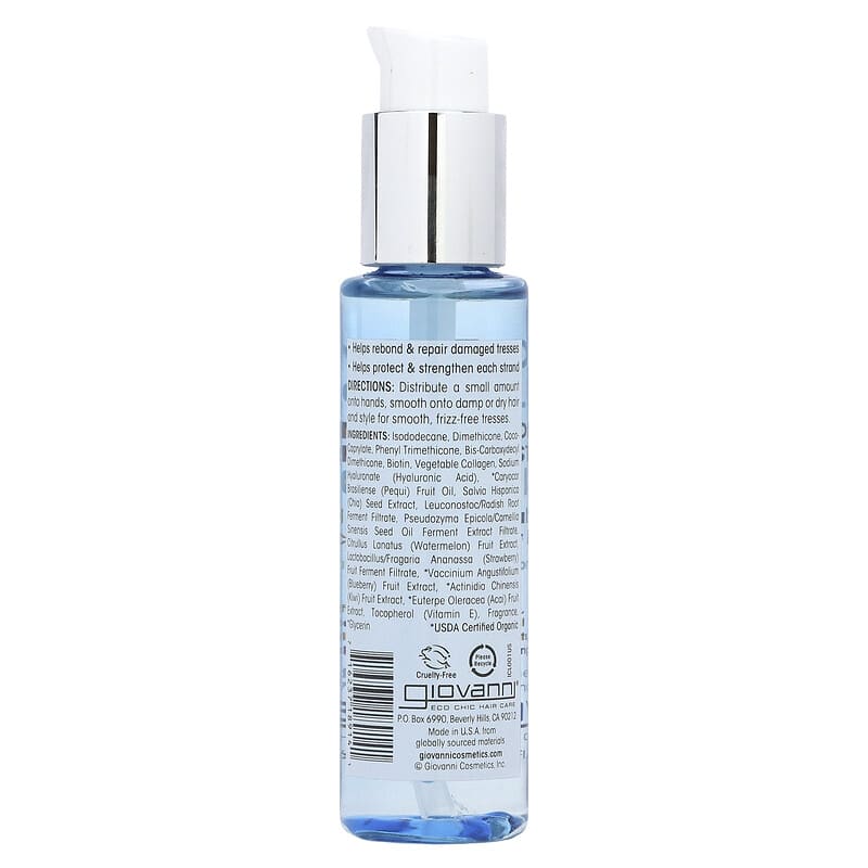Giovanni, Biotin &amp; Collagen Rebonding &amp; Restoring  Hair Oil, 1.9 fl oz (56 ml)