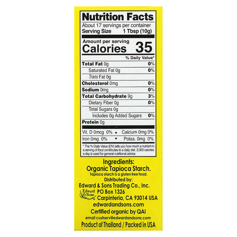 Edward &amp; Sons, Let's Do Organic, Tapioca Starch, 6 oz (170 g)