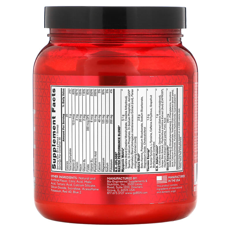 BSN, N.O.-Xplode®, Legendary Pre-Workout, Grape, 1.22 lbs (555 g)